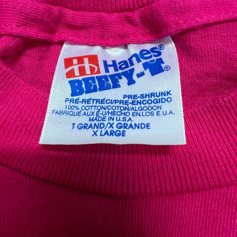 Vintage 90s Hanes Beefy-T San Diego California Flower Graphic Pink T-Shirt XL